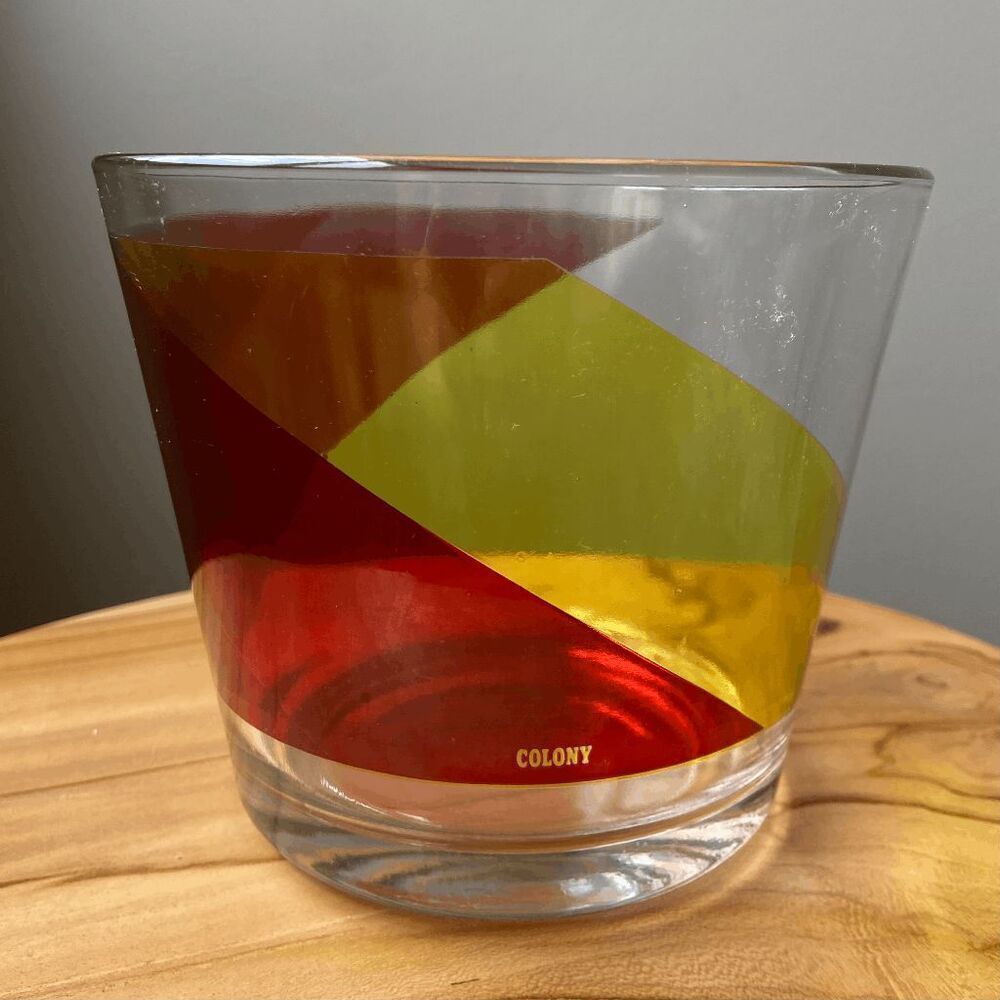 Vintage Colony Glass Ice Bucket | MCM Geometric Barware Pop Art Style